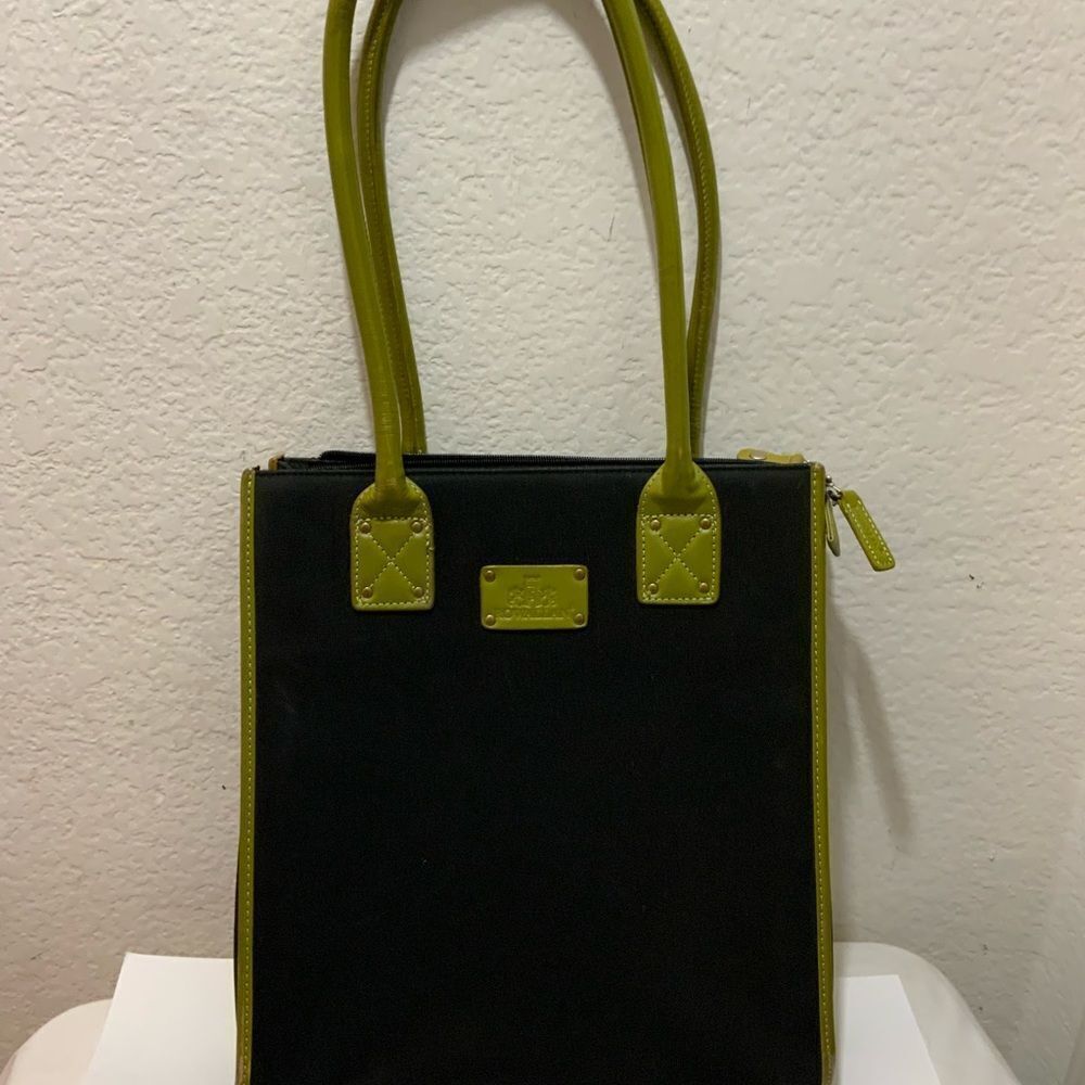 Rowallan Of Scotland shoulder bag double Strap Womens Black Green  Leather Trim